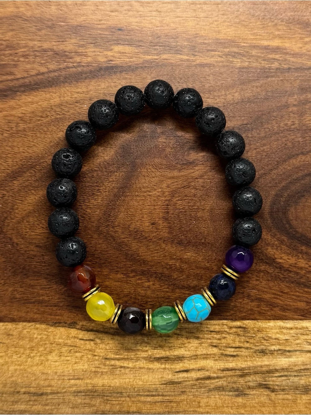 ✨ Handmade Chakra Lava Stone Stretch Bracelet ✨